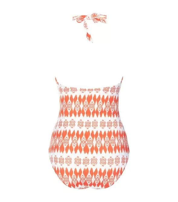 Costum baie forma U alb si portocaliu