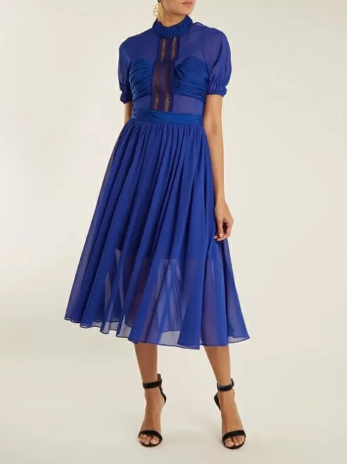 Rochie din sifon albastru închis