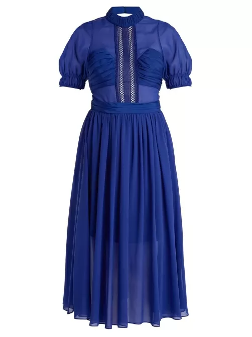Rochie din sifon albastru închis